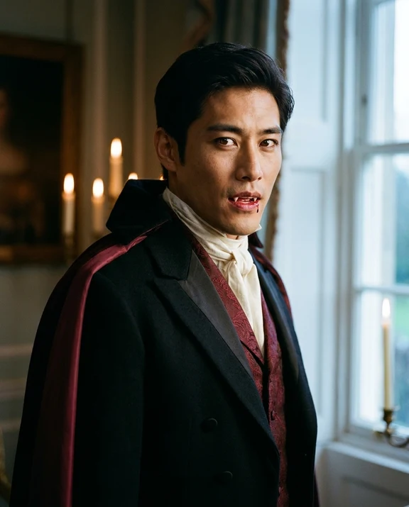 AI-generated vampire costume portrait